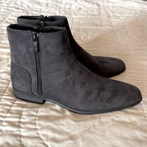 Mens Calvin Klein Black Suede Leather Zipper Chelsea Boots